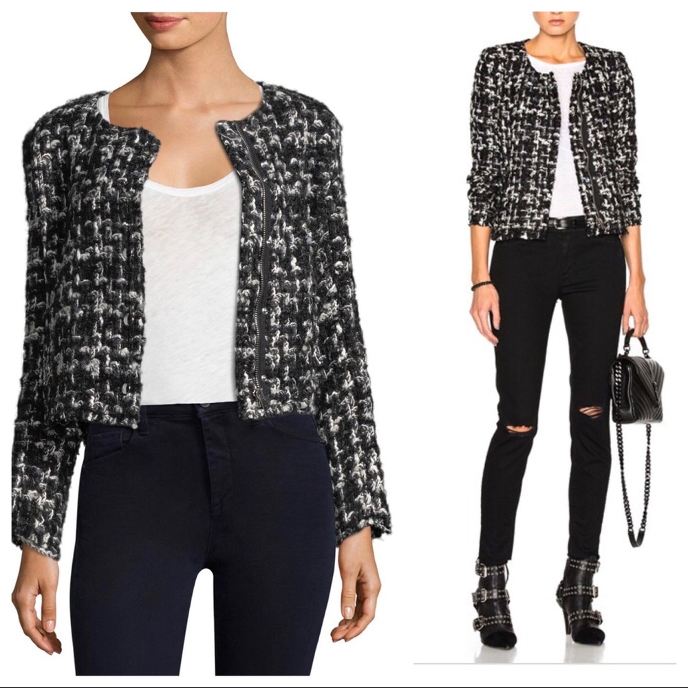 IRO Black and White Tweed Blazer
